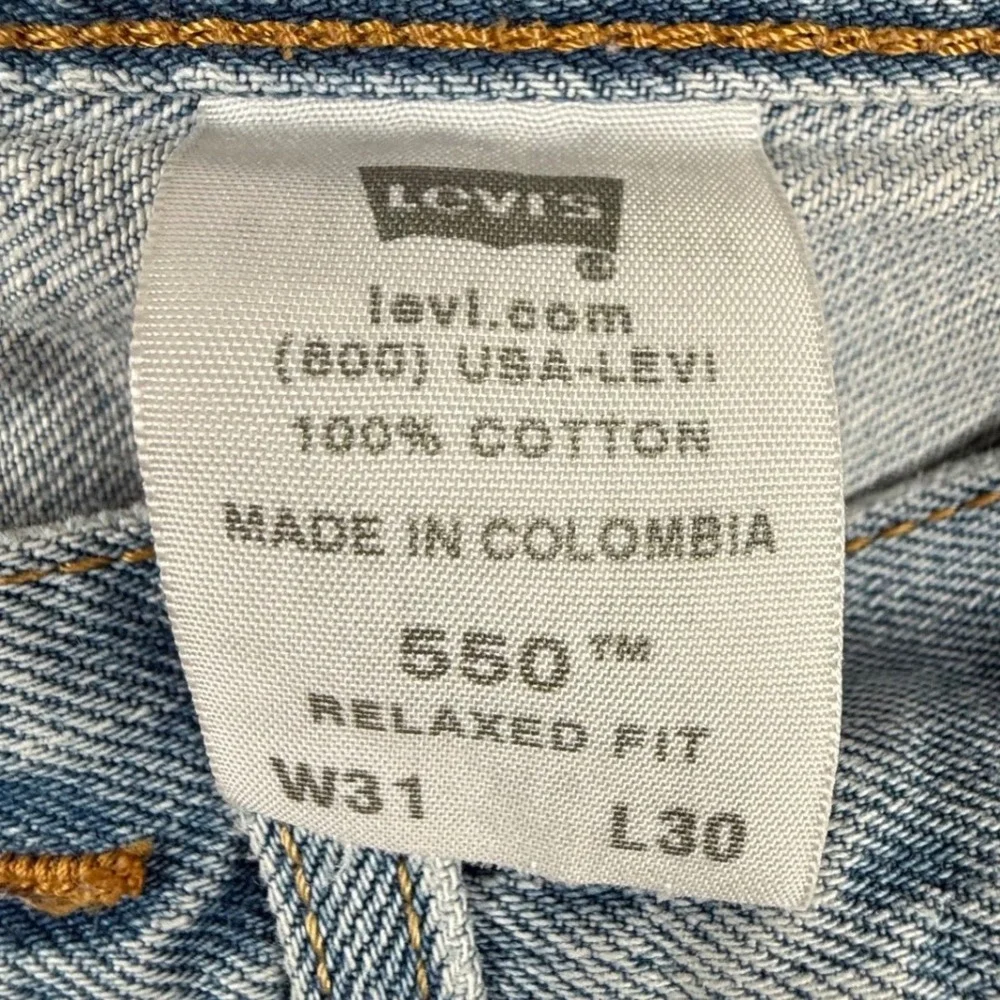 Levis 550 Mens Relaxed Fit Tapered Leg Light Wash Jeans Blue 31x30